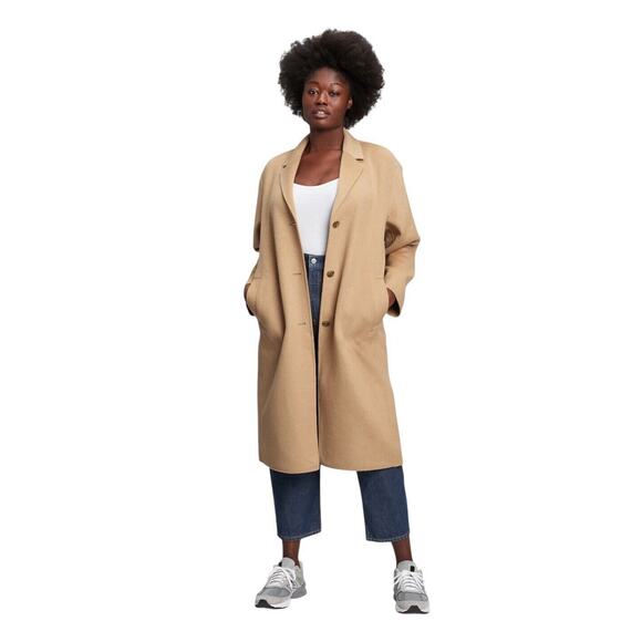The Gap Double Faced Wool Blend Oversized Camel Long Coat NWT $228 Sz XL Classy - Picture 1 of 16